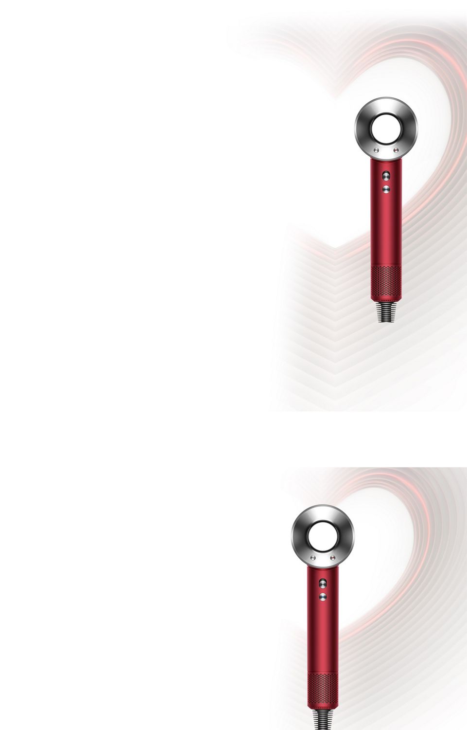 Femme qui sèche ses cheveux avec un sèche cheveux Dyson Supersonic cuivré